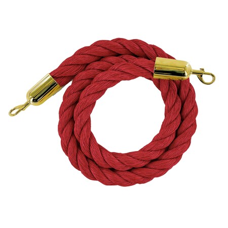 Montour Line Twisted Polyprop.Rope Red With Pol.Brass Snap Ends 10ft.Cotton Core PPR150-100-RD-SE-PB
